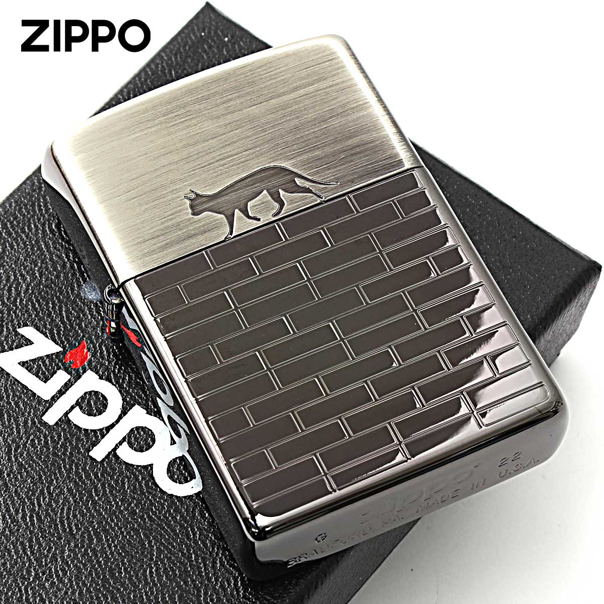 Zippo ジッポー ネコ 猫 Cat キャットウォーク ブラックニッケル CAT WALKS 2BN-CATW