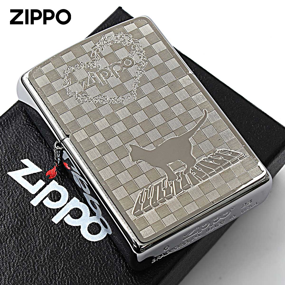 Zippo ジッポー ネコ 猫 Cat With 音符 #200 メタルプレート 2MP-音符 メール便可