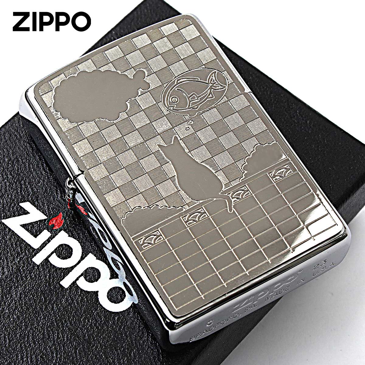 Zippo ジッポー ネコ 猫 Cat With 雲 #200 メタルプレート 2MP-雲 メール便可