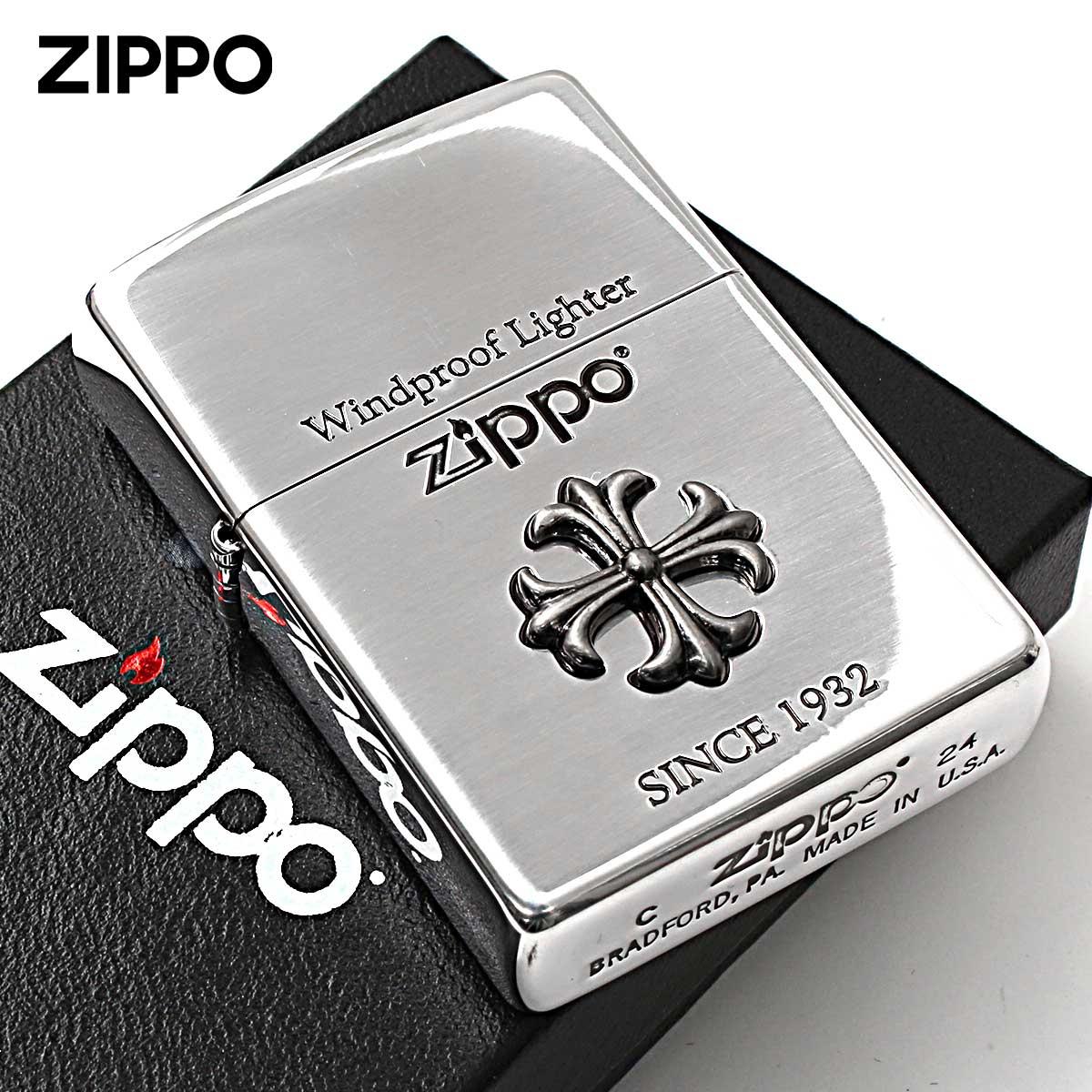 Zippo ジッポー クロス 十字架 Cross シルバーいぶし クロスメタル Cross Metal 2CM-1