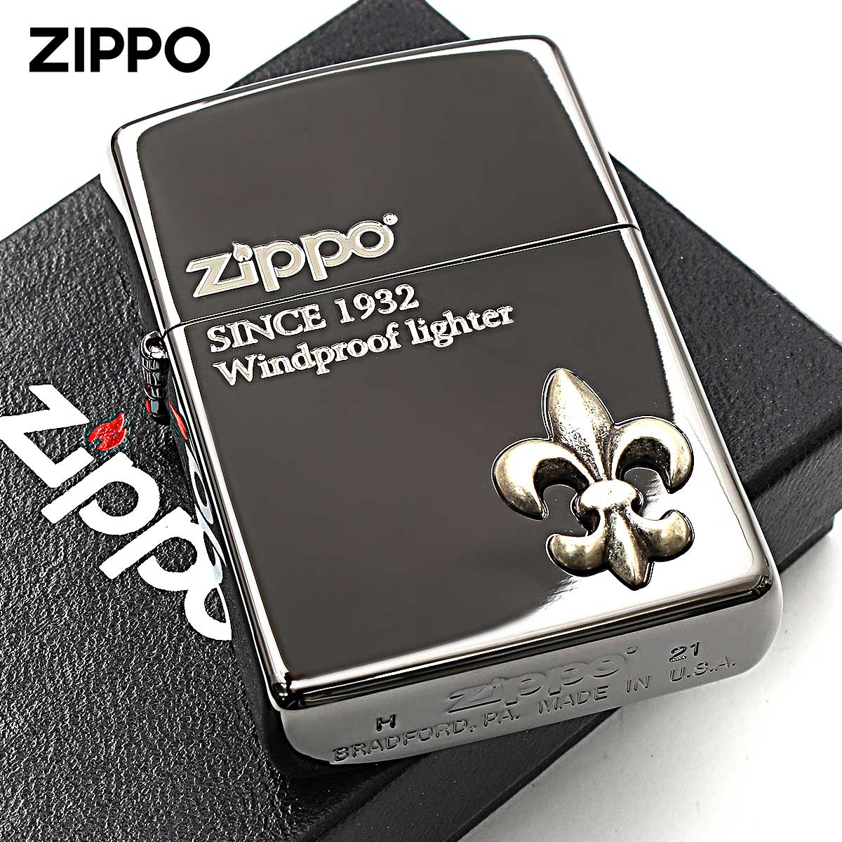 Zippo ジッポー ユリ Yuri 王家の紋章 ブラックニッケル ユリメタル Cross Metal 2YM-2