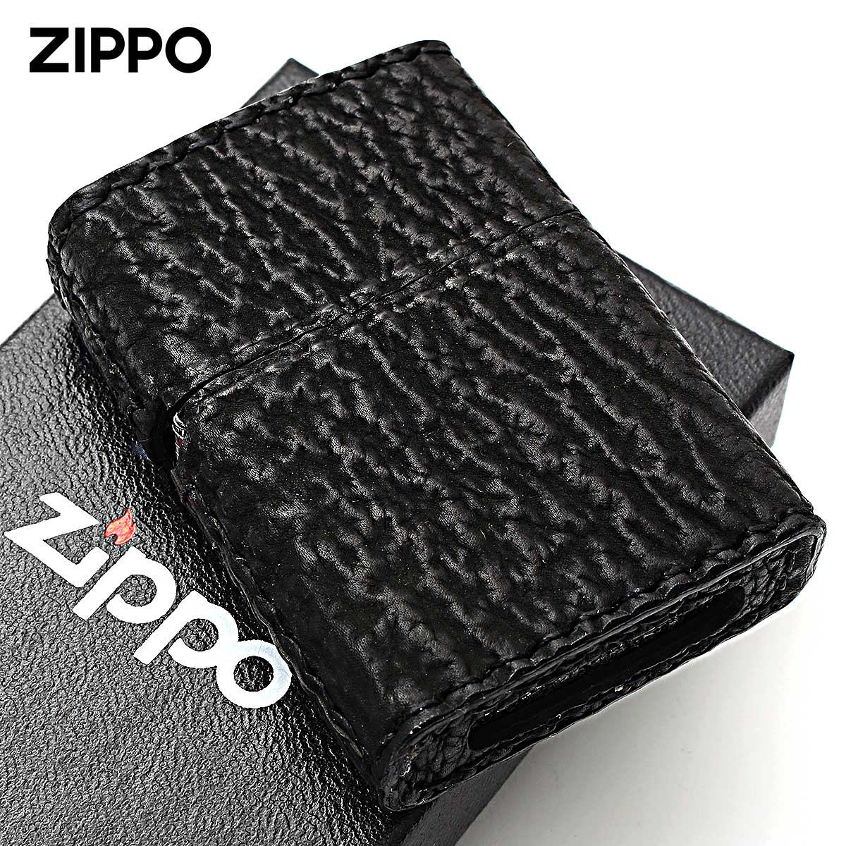 Zippo ジッポー 革巻き シャーク サメ 手縫い Animal Skin Leather 本革 アニマルレザー シャーク革巻き