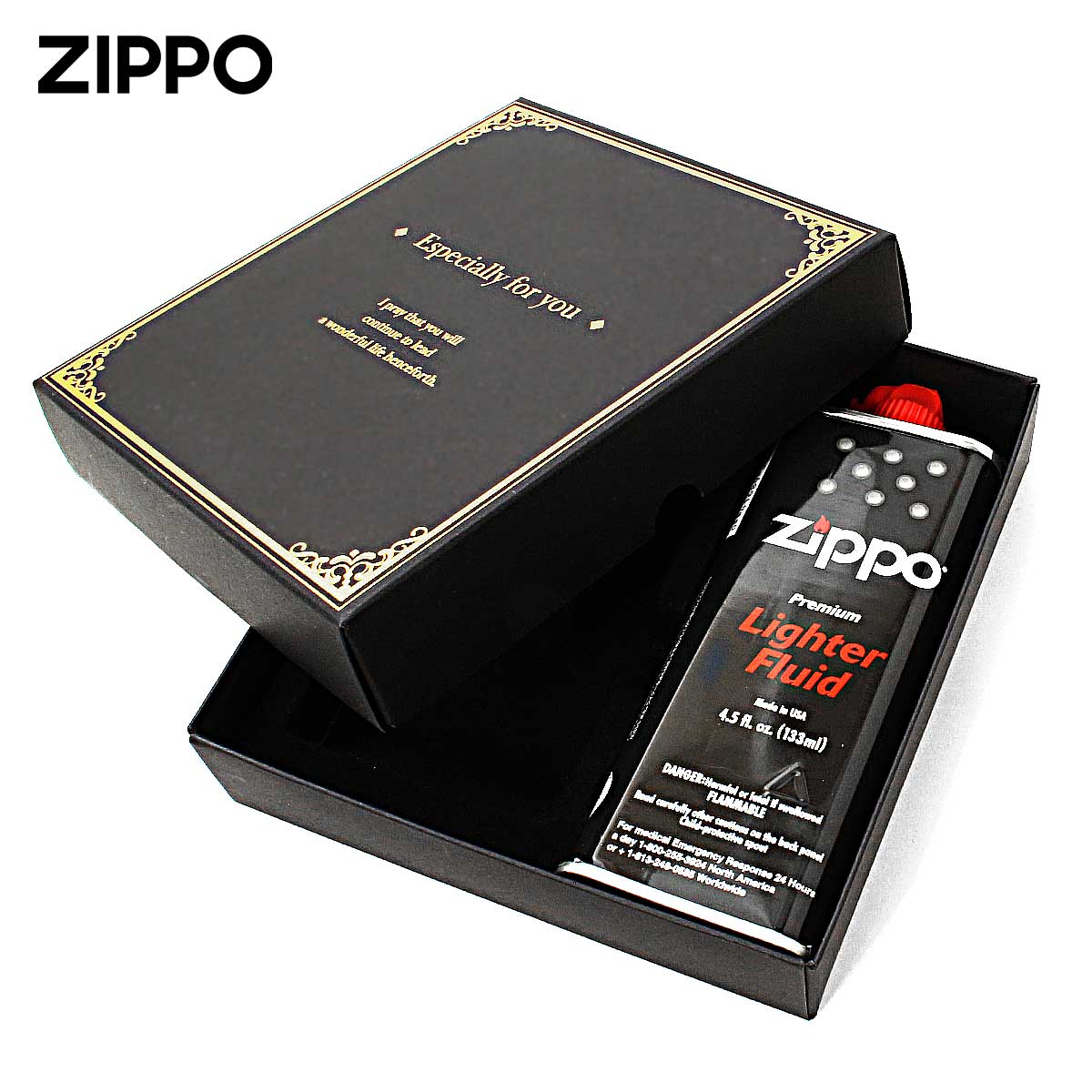 Zippo ジッポー ブラック ギフトボックス ラッピング 消耗品 オイル小缶・フリント付 ライター本体別売り MOTO-BOX