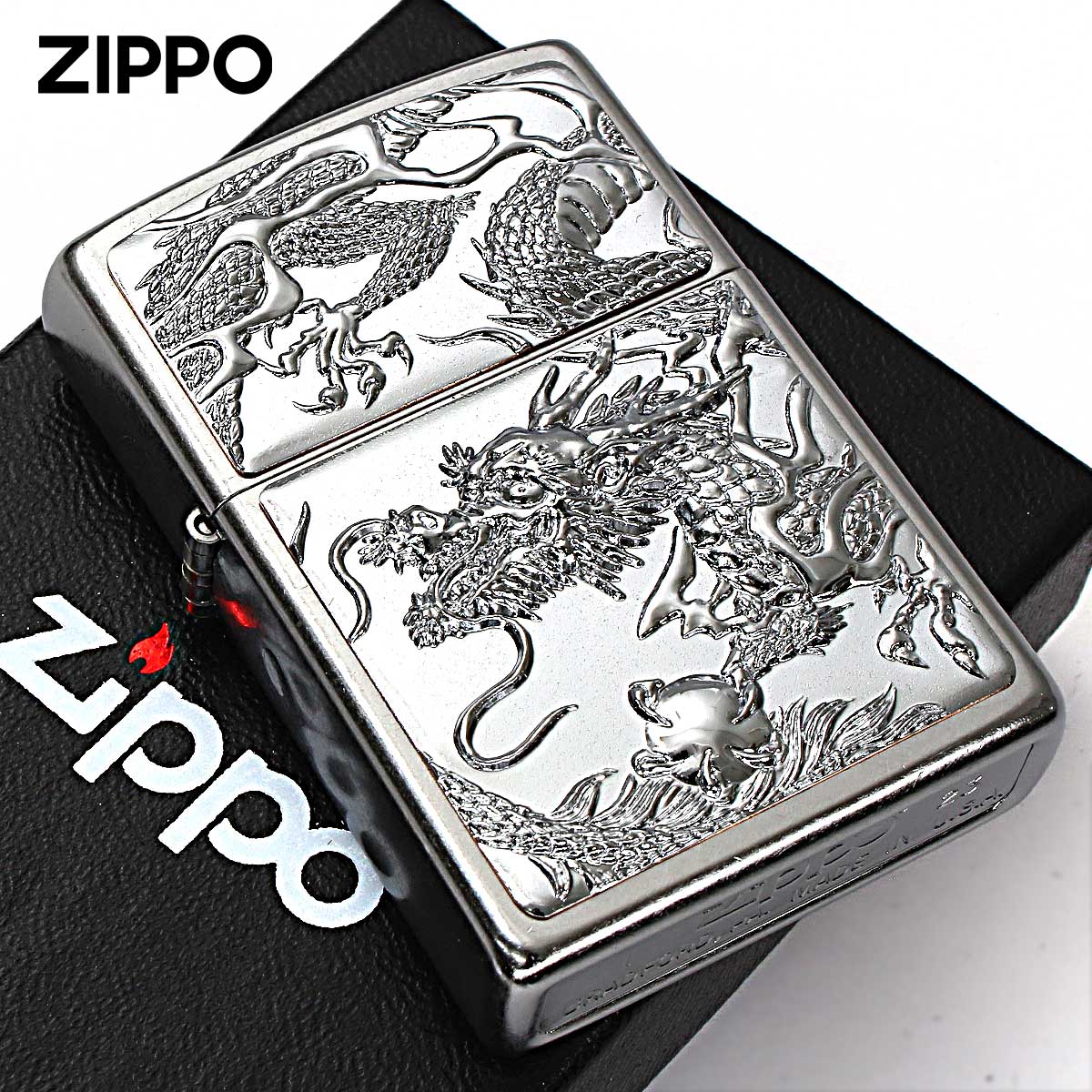 Zippo ジッポー 龍 ドラゴン 立体電鋳板 クロームバレル 3D DRAGON Z3D-DR NI