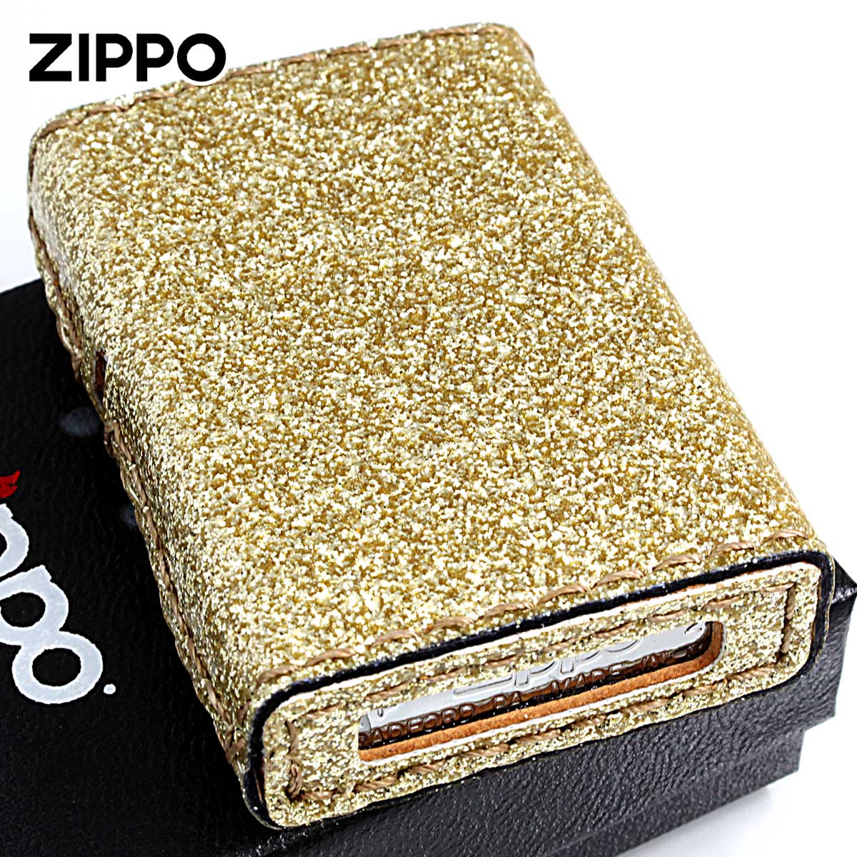 Zippo ジッポー Glitter グリッター ラメ 合皮巻き ZGL-ゴールド