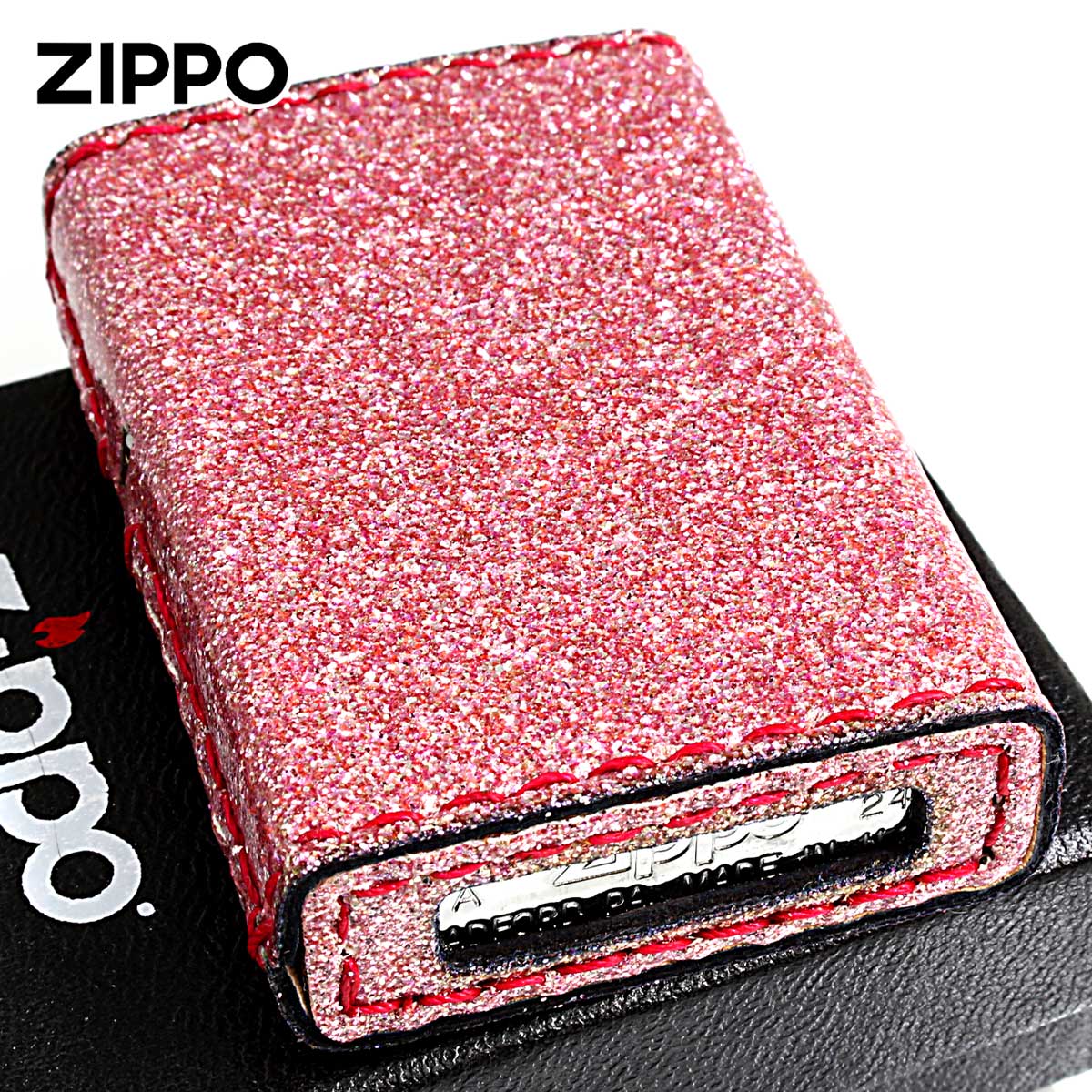 Zippo ジッポー Glitter グリッター ラメ 合皮巻き ZGL-ピンク