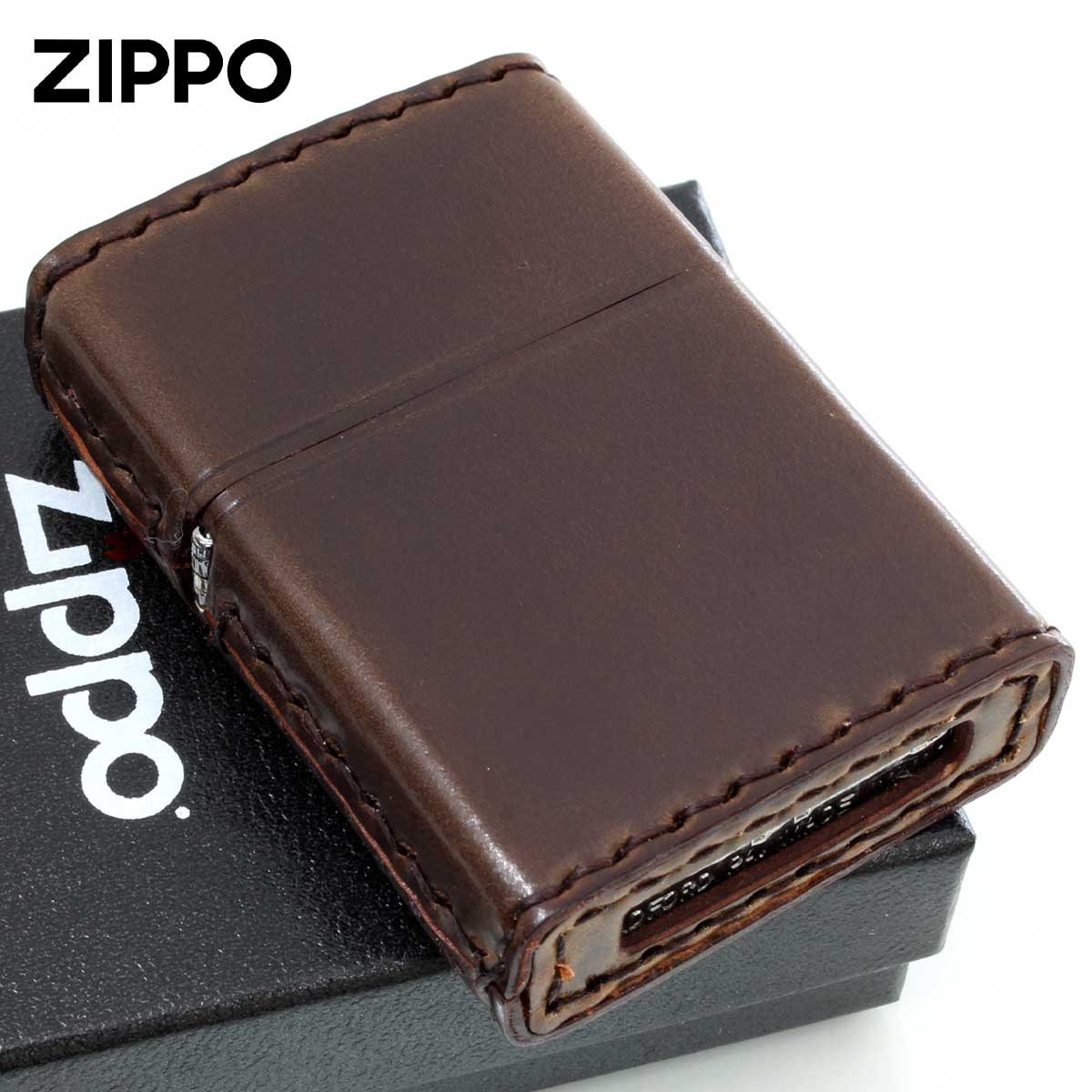 Zippo ジッポー 革巻き 本革 コードバン 馬 ホース 茶 ブラウン