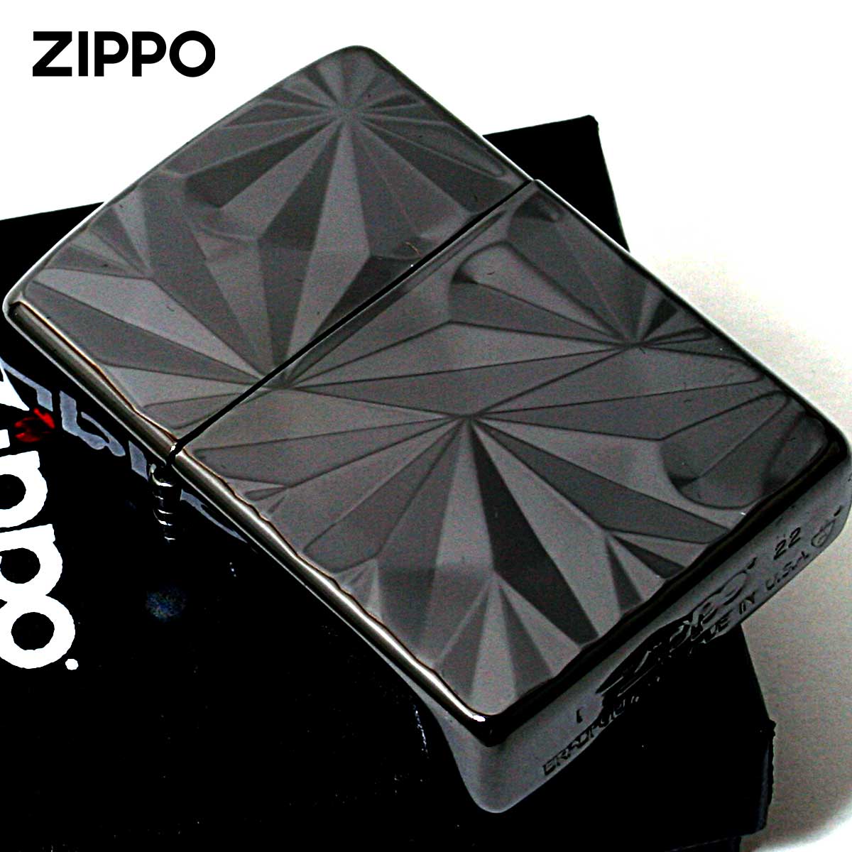Zippo ジッポー アーマー シャイニーカット ブラックニッケル 両面加工 ARMOR SHINY CUT BNC