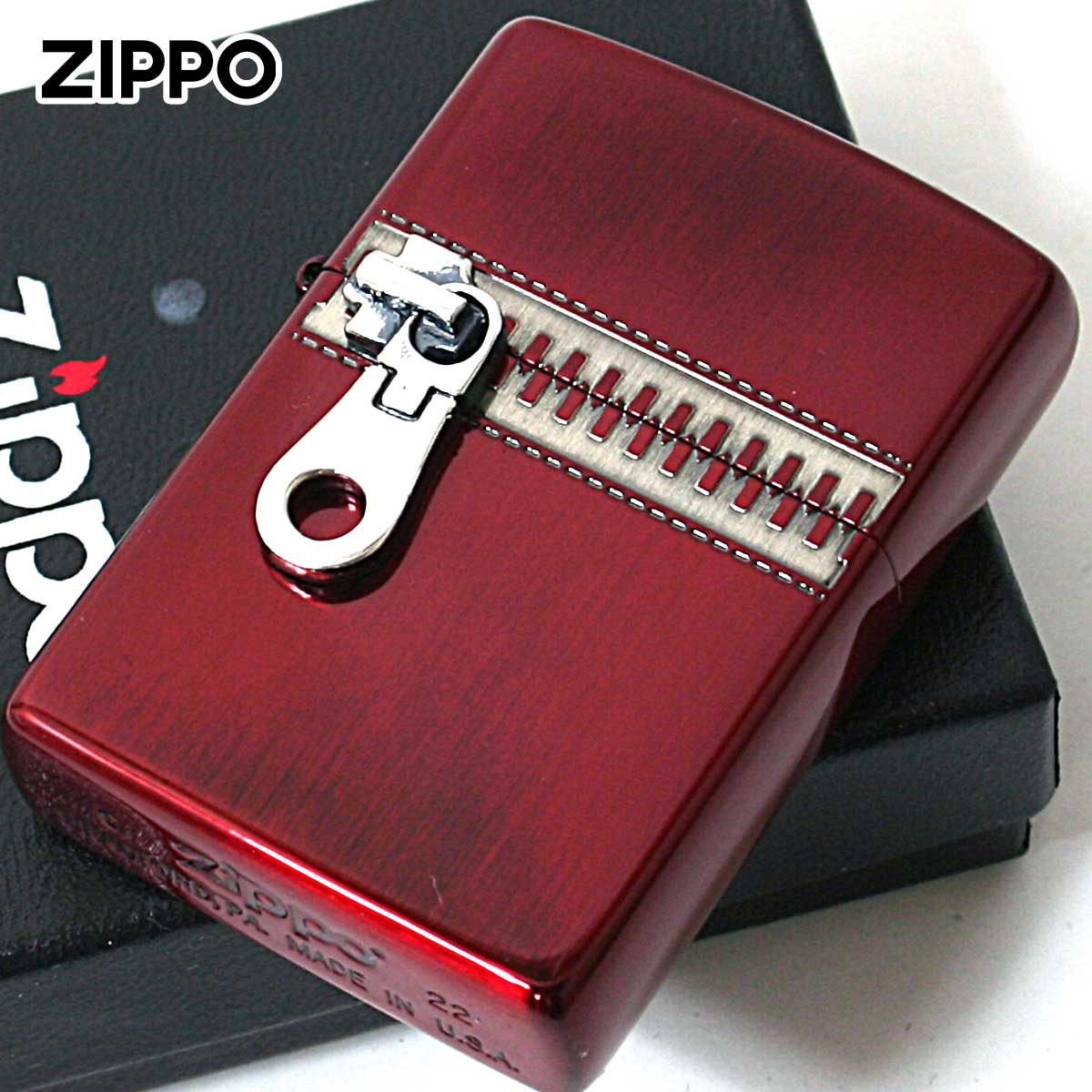 Zippo ジッポー ジッパー メタル 両面加工 ZIPPER ZIPPO レッドイオンコーティング イオンレッド