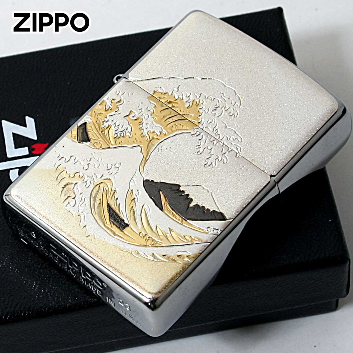Zippo ジッポー 電鋳板 プレート貼り 和柄 伝統工芸 波富士