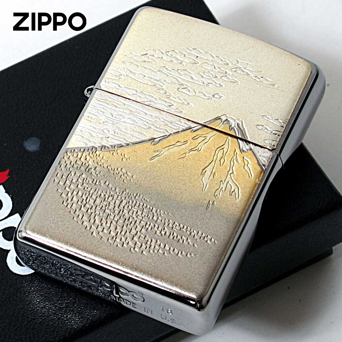 Zippo ジッポー 電鋳板 プレート貼り 和柄 伝統工芸 富士