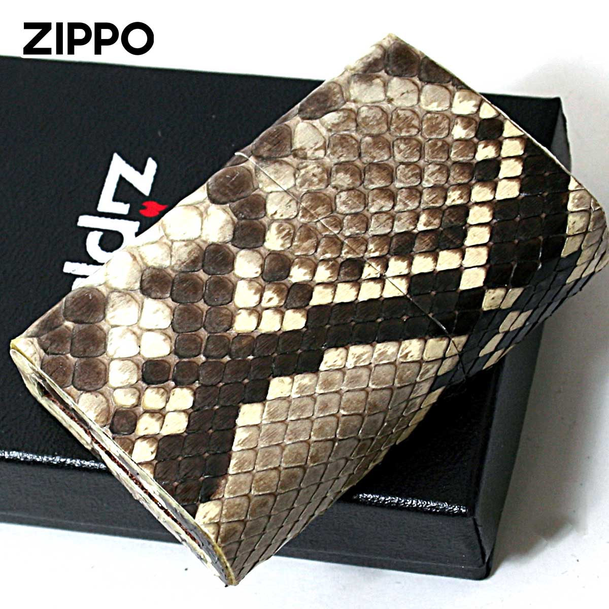 Zippo ジッポー 革巻き 本革 パイソン 蛇 ヘビ 本蛇革巻