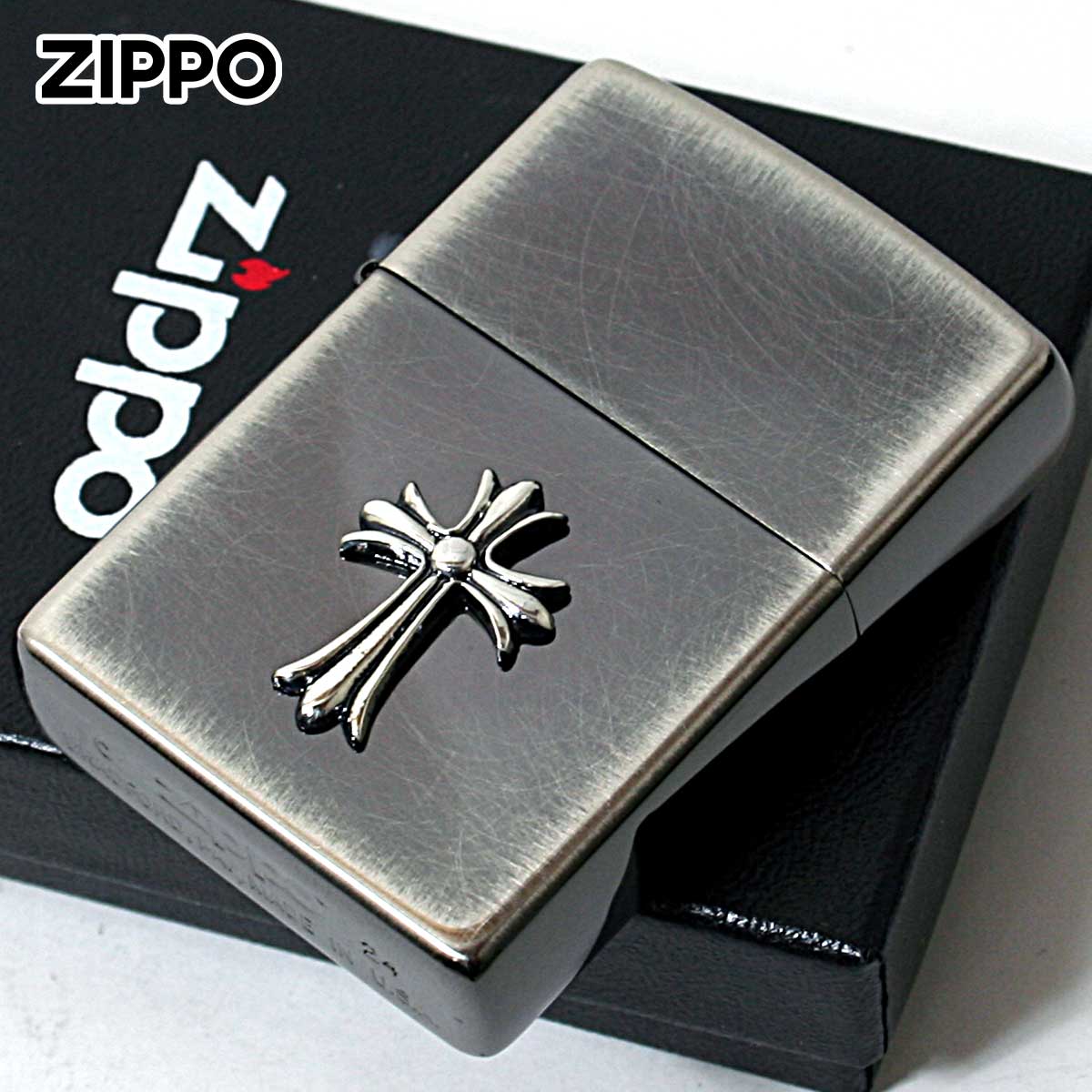Zippo ジッポー クロス 十字架 Cross ユーズドメタル スピニングブラッシュ ニッケルメッキ NiB クロス