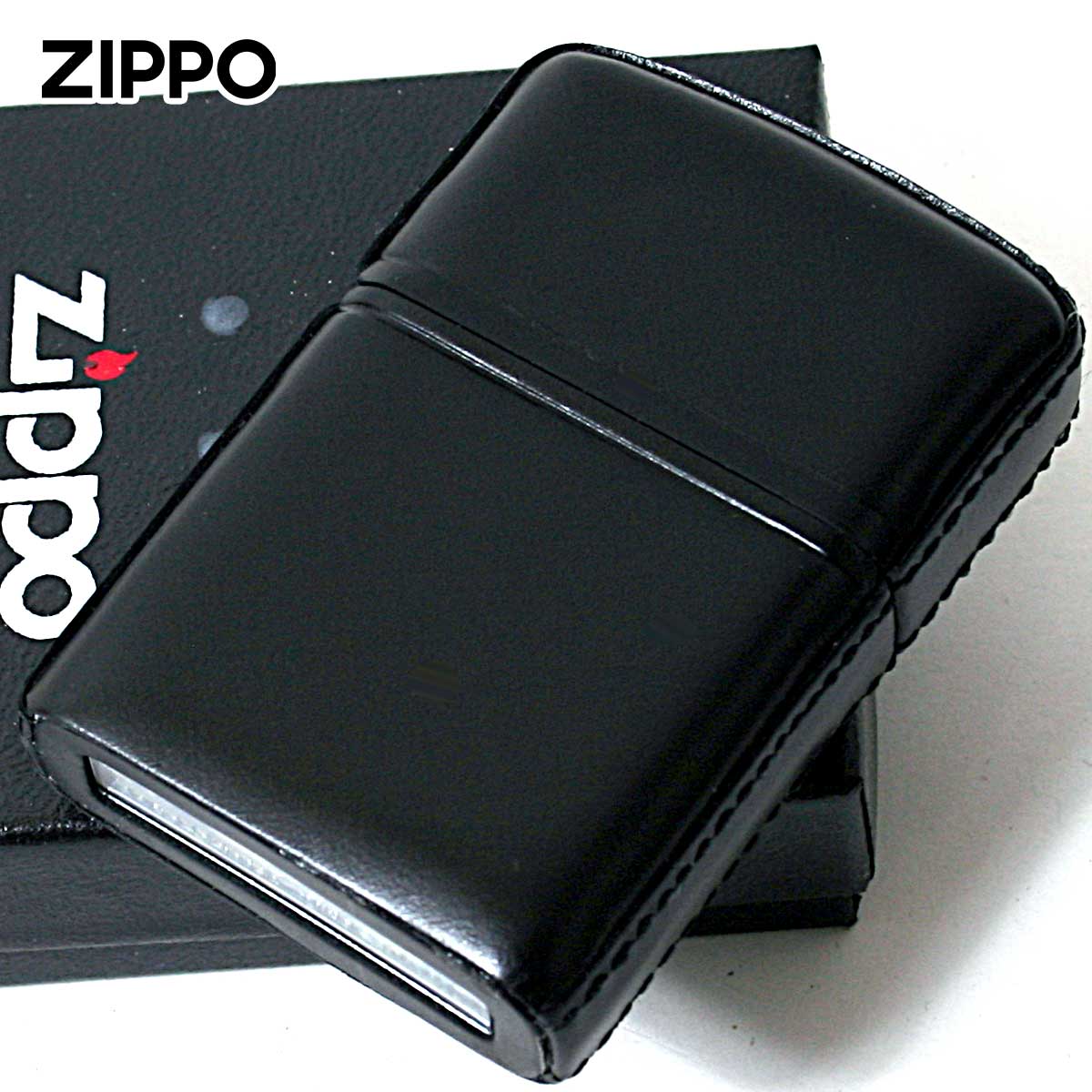 Zippo ジッポー 革巻き 本革 レザー 松坂牛 黒 ブラック