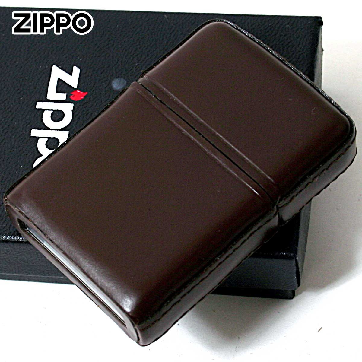 Zippo ジッポー 革巻き 本革 レザー 松坂牛 茶 ブラウン