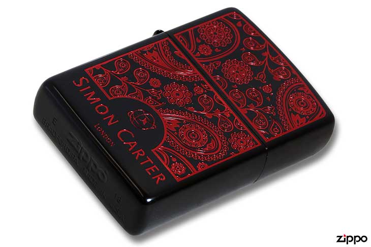 Zippo ジッポー サイモンカーター ペイズリーフレーム イオンブラック レッド Simon Carter LONDON オフィシャルライセンス品 ZP SCP-037