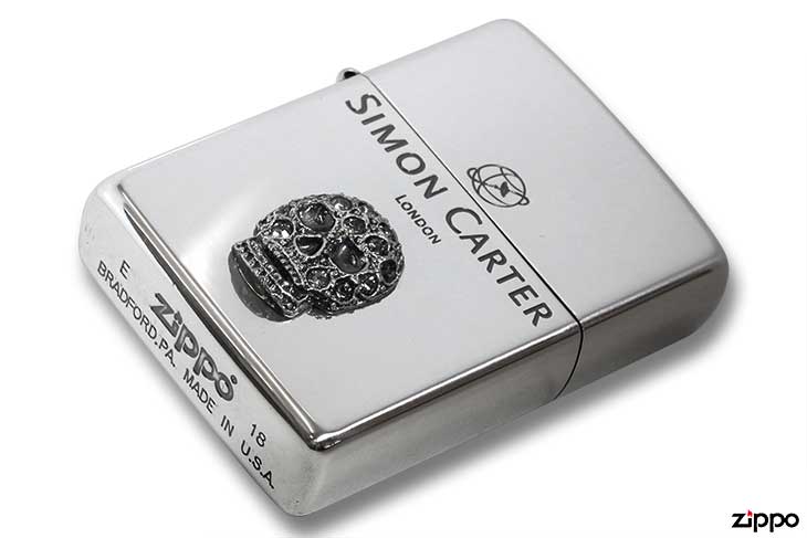Zippo ジッポー サイモンカーター スカルメタルスワロフスキーSA 銀いぶし Simon Carter LONDON オフィシャルライセンス品 ZP SCP-042