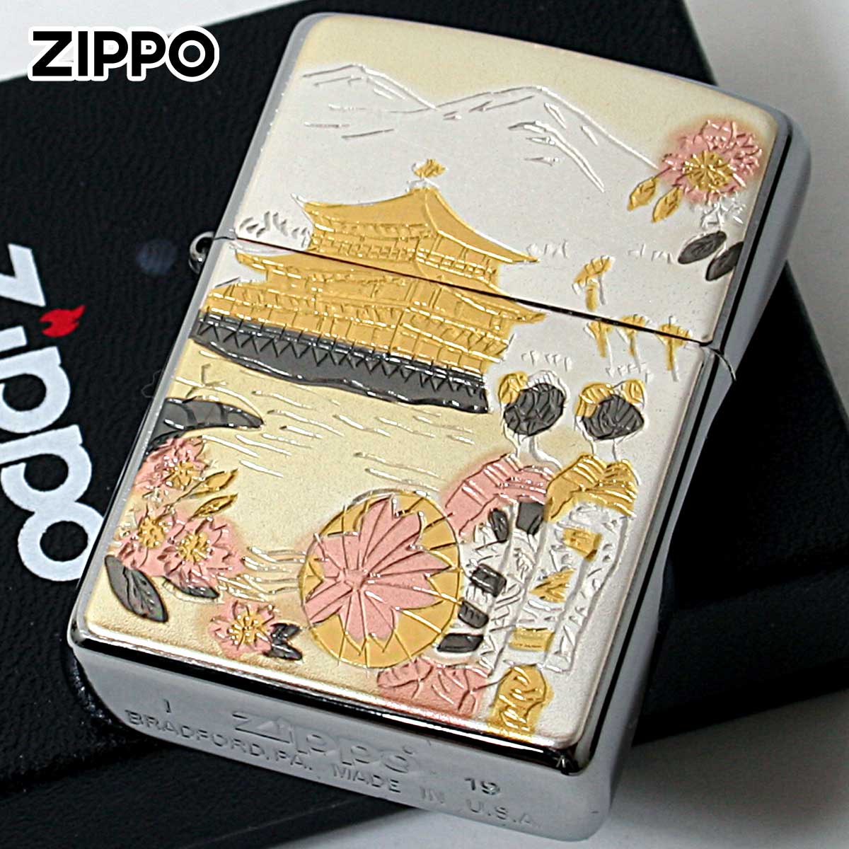 Zippo ジッポー 電鋳板 プレート貼り 和柄 伝統工芸 金閣寺 KINKAKUJI