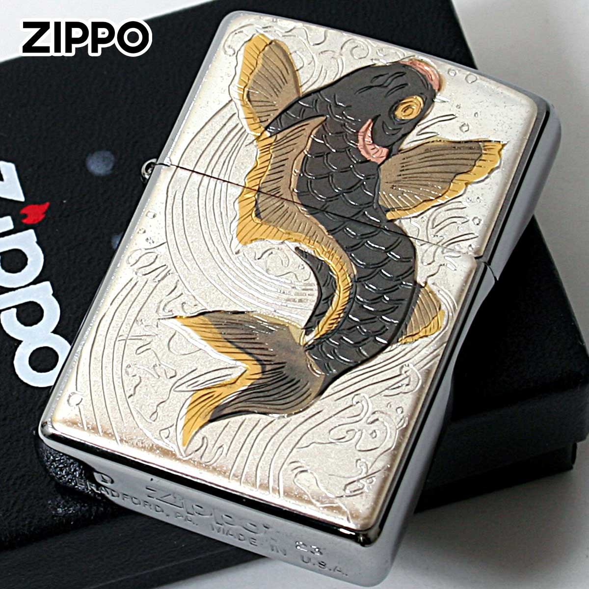 Zippo ジッポー 電鋳板 プレート貼り 和柄 伝統工芸 大鯉 BIG Carp