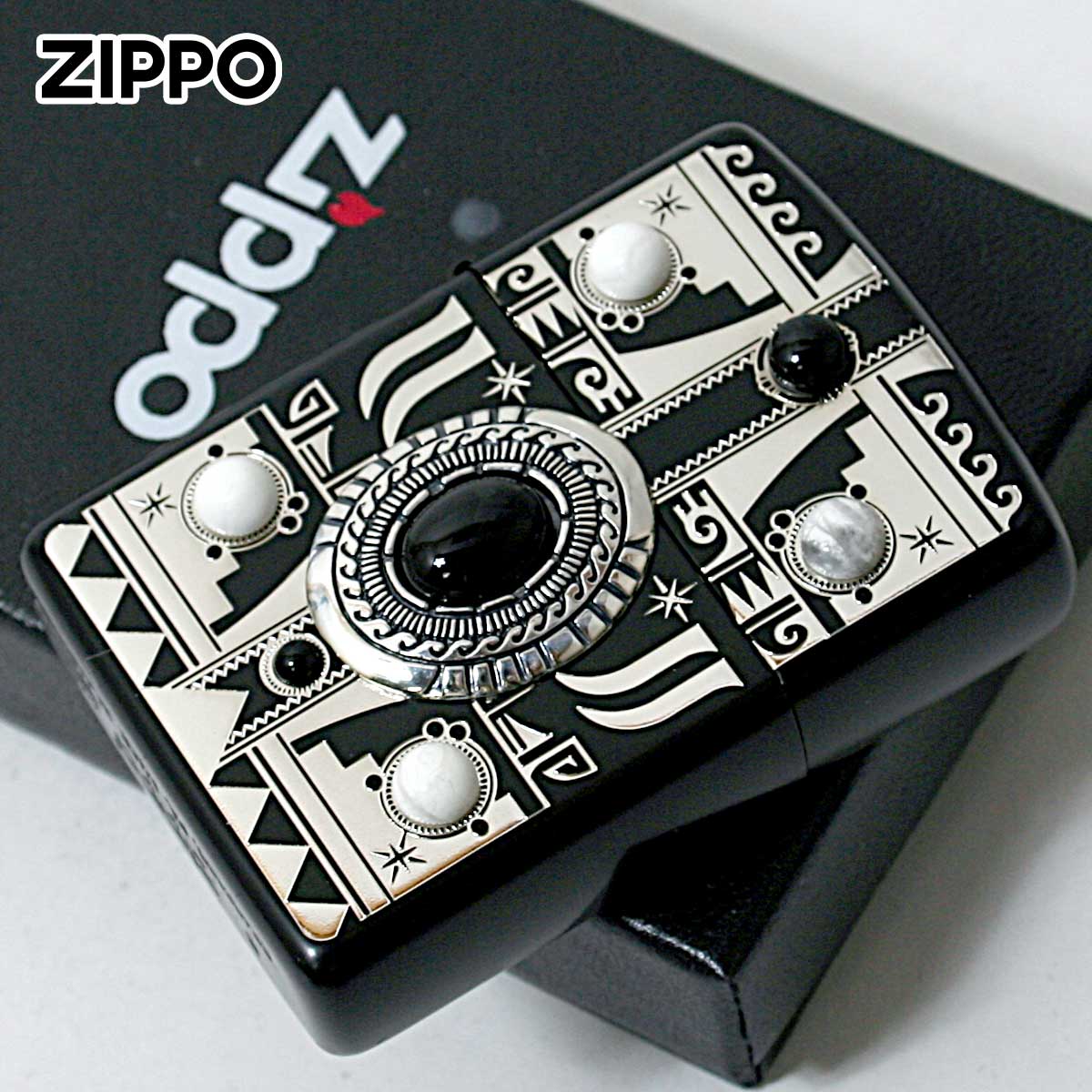 Zippo ジッポー アーマー ネイティブアメリカン イーグル オニキス ハウライト 天然石 インディアン スピリット イオンブラック ARMOR INDIAN SPIRIT BK イーグル