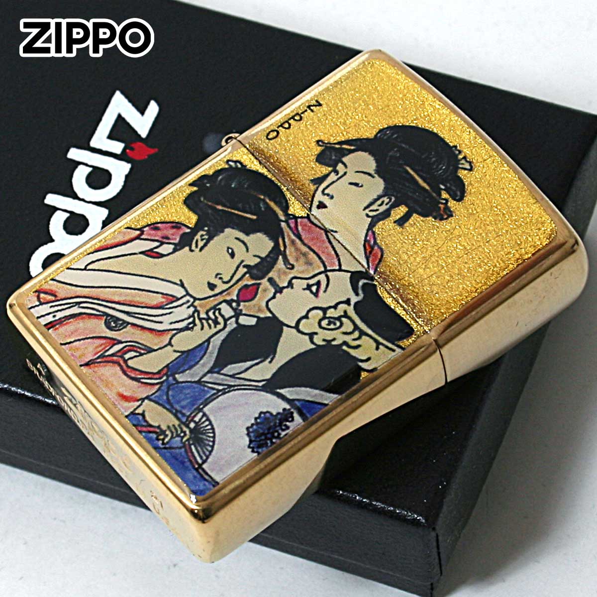 Zippo ジッポー 浮世絵 三美人 金箔エポ盛り 江戸時代 絵画 アート 三美人 メール便可