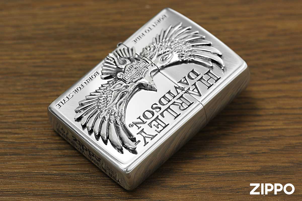 Zippo ジッポー ハーレーダビッドソン 日本限定モデル バイク 二輪 モーターサイクル  Harley Davidson シルバーいぶしフライングイーグル メタル オフィシャルライセンス品 HDP-76