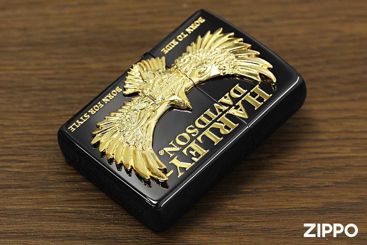 Zippo ジッポー ハーレーダビッドソン 日本限定モデル バイク 二輪 モーターサイクル  Harley Davidson ブラックイオンコーティングフライングイーグル メタル オフィシャルライセンス品 HDP-78