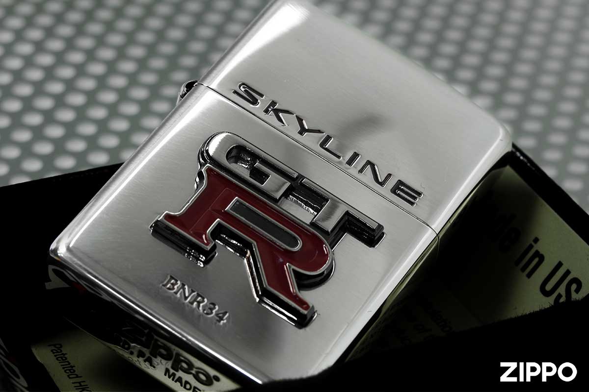 Zippo ジッポー スカイラインエンブレム GT-R BNR34 シルバー 日産 自動車 NISSAN BNR34 SKYLINE ENBLEM オフィシャルライセンス品 SV GT-R