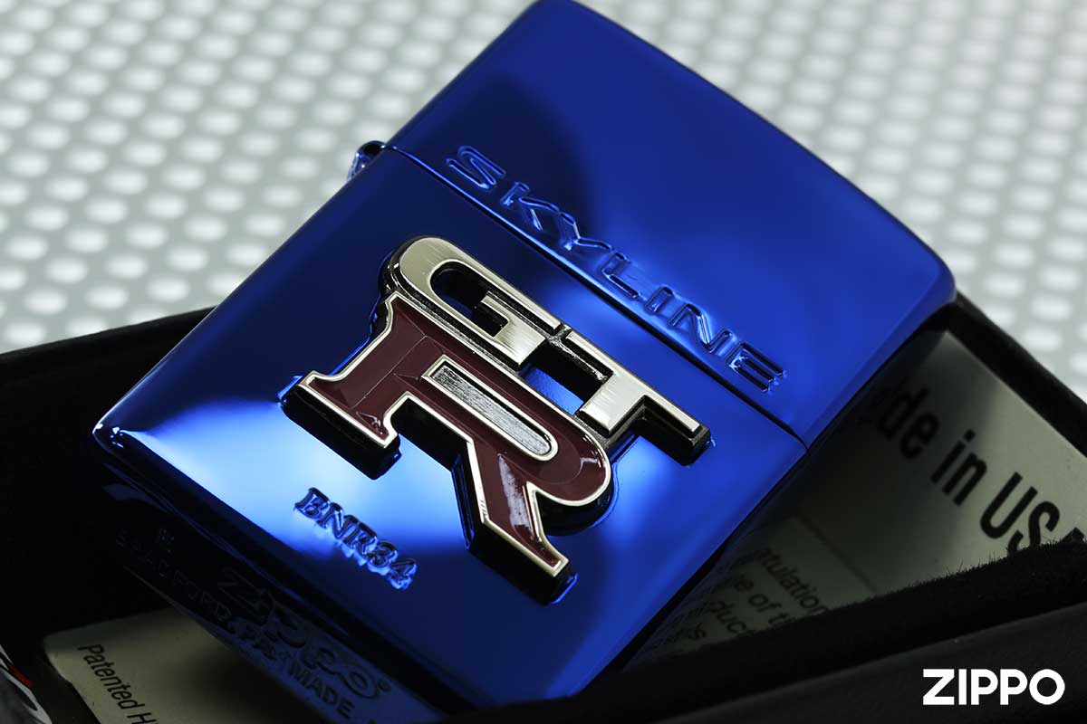 Zippo ジッポー スカイラインエンブレム GT-R BNR34 ブルー 日産 自動車 NISSAN BNR34 SKYLINE ENBLEM オフィシャルライセンス品 BL GT-R
