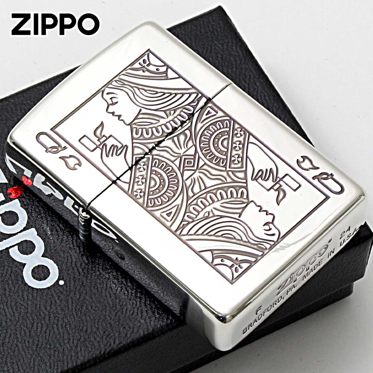 Zippo ジッポー トランプ柄 銀いぶし クイーン