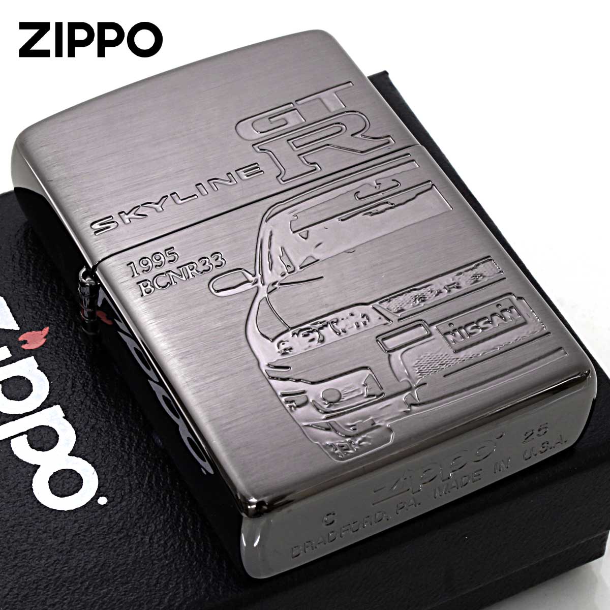 Zippo ジッポー スカイライン GT-R 日産 自動車 NISSAN SKYLINE オフィシャルライセンス品 BCNR33-BK
