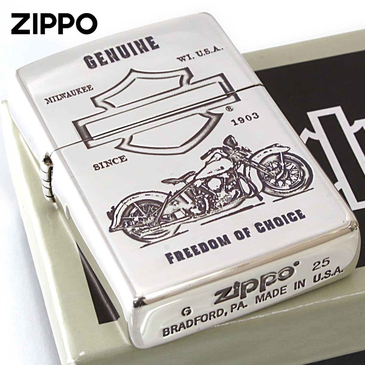 Zippo ジッポー ハーレーダビッドソン バイク 二輪 モーターサイクル Harley Davidson バイク柄 HDP-80