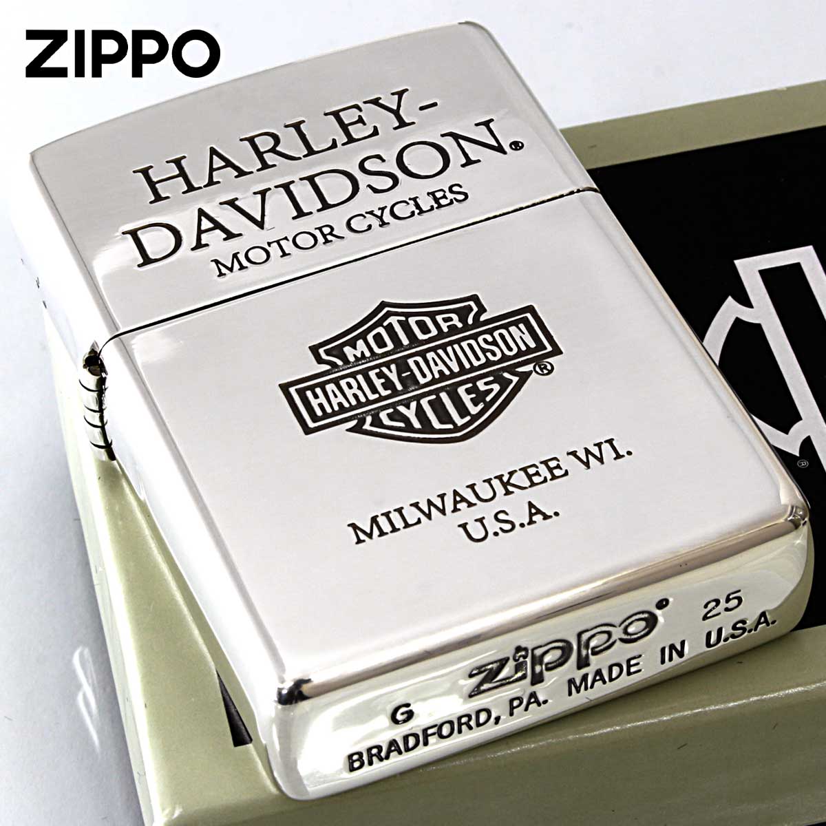 Zippo ジッポー ハーレーダビッドソン バイク 二輪 モーターサイクル Harley Davidson バー&シールド HDP-81