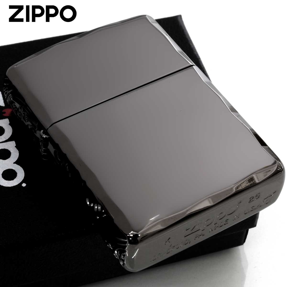 Zippo ジッポー ARMOR アーマー 3面 流水紋 コーナーシャインレイカット ブラック BK