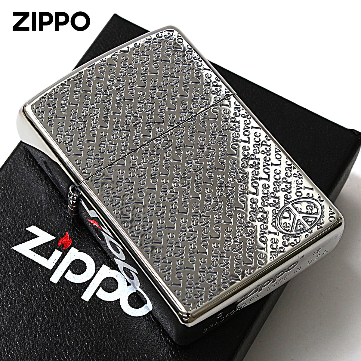 Zippo ジッポー ピースマーク ラブ&ピース シルバーいぶし LOVE&PEACE LAP-C メール便可