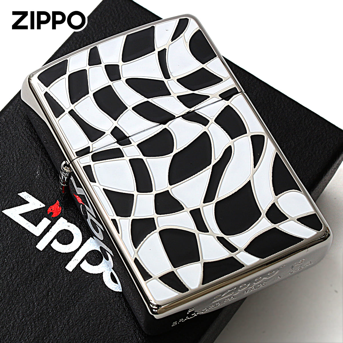 Zippo ジッポー ポップ アート 幾何学模様 POP ART PPA-BWA メール便可