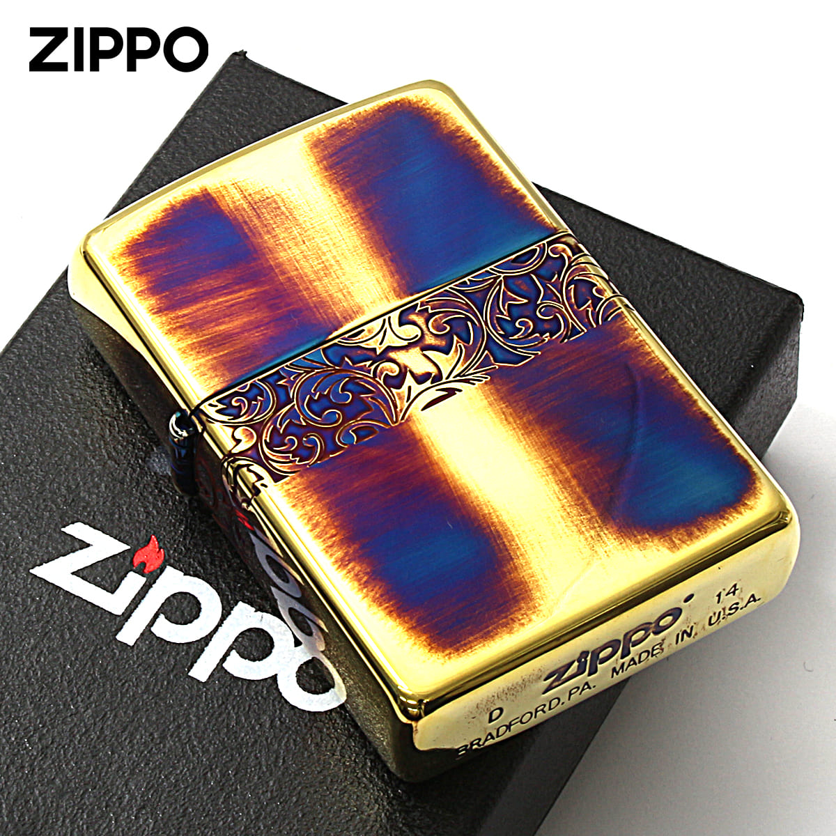 Zippo ジッポー アラベスク 唐草 ライン 金イブシ Classic Arabesque CLA-E メール便可