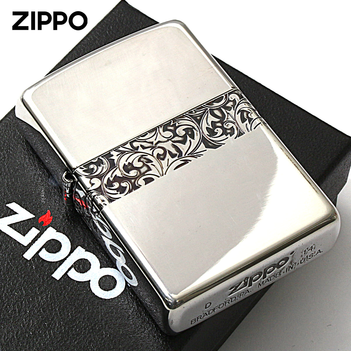 Zippo ジッポー アラベスク 唐草 ライン 銀イブシ Classic Arabesque CLA-F メール便可