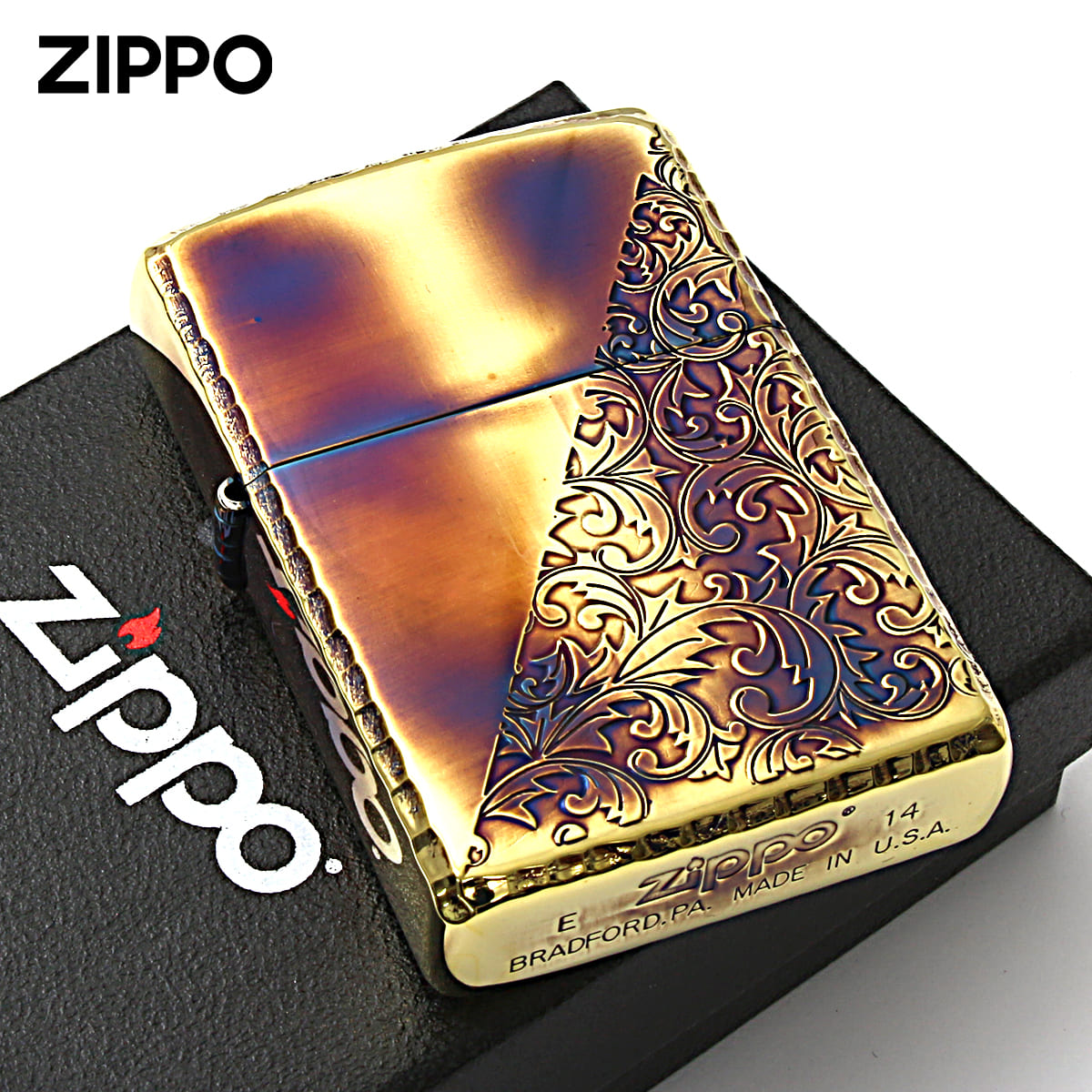 Zippo ジッポー アラベスク 唐草 トライアングル 金イブシ Classic Arabesque CLA-I メール便可
