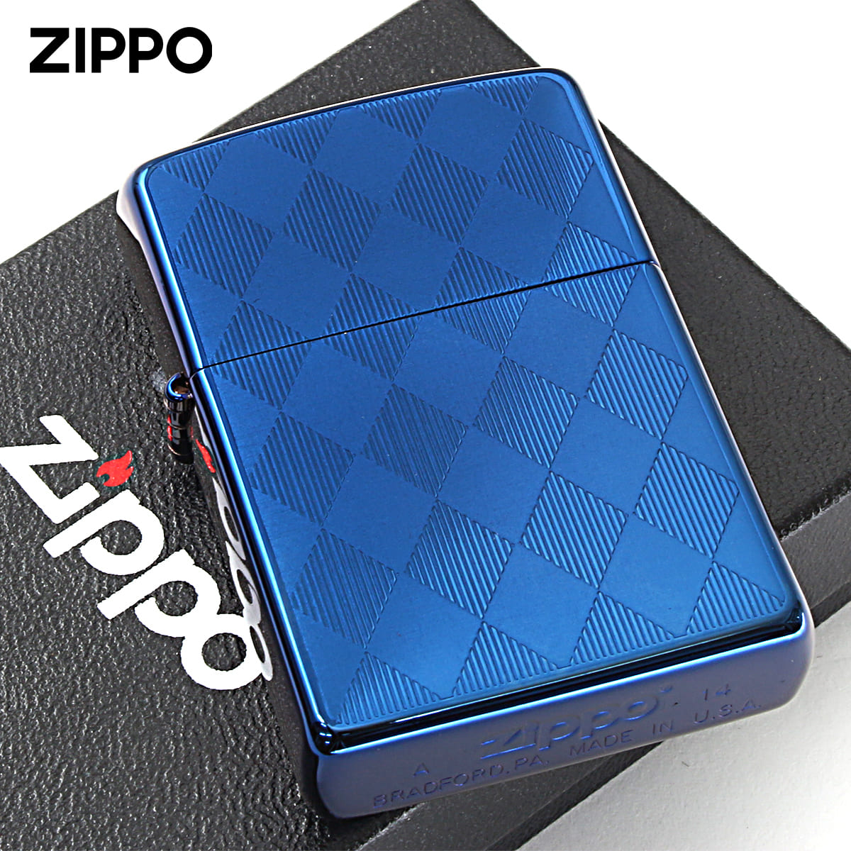 Zippo ジッポー アーガイル柄 ブルー チタンコーティング Titanium Coating Series Ti-BL-A(A) メール便可