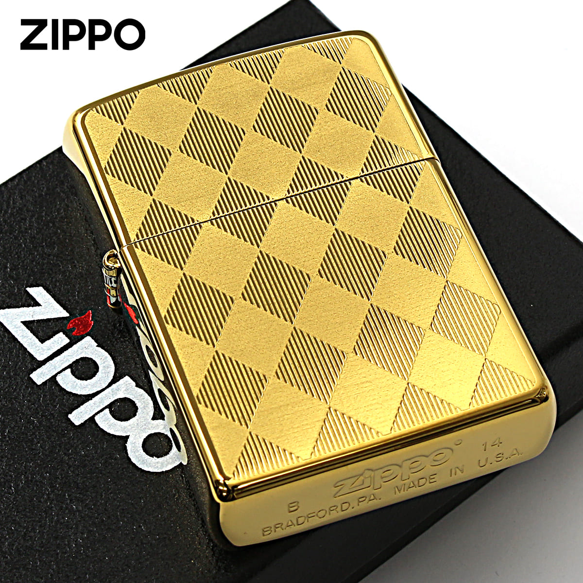 Zippo ジッポー アーガイル柄 ゴールド チタンコーティング Titanium Coating Series Ti-G-A（C） メール便可