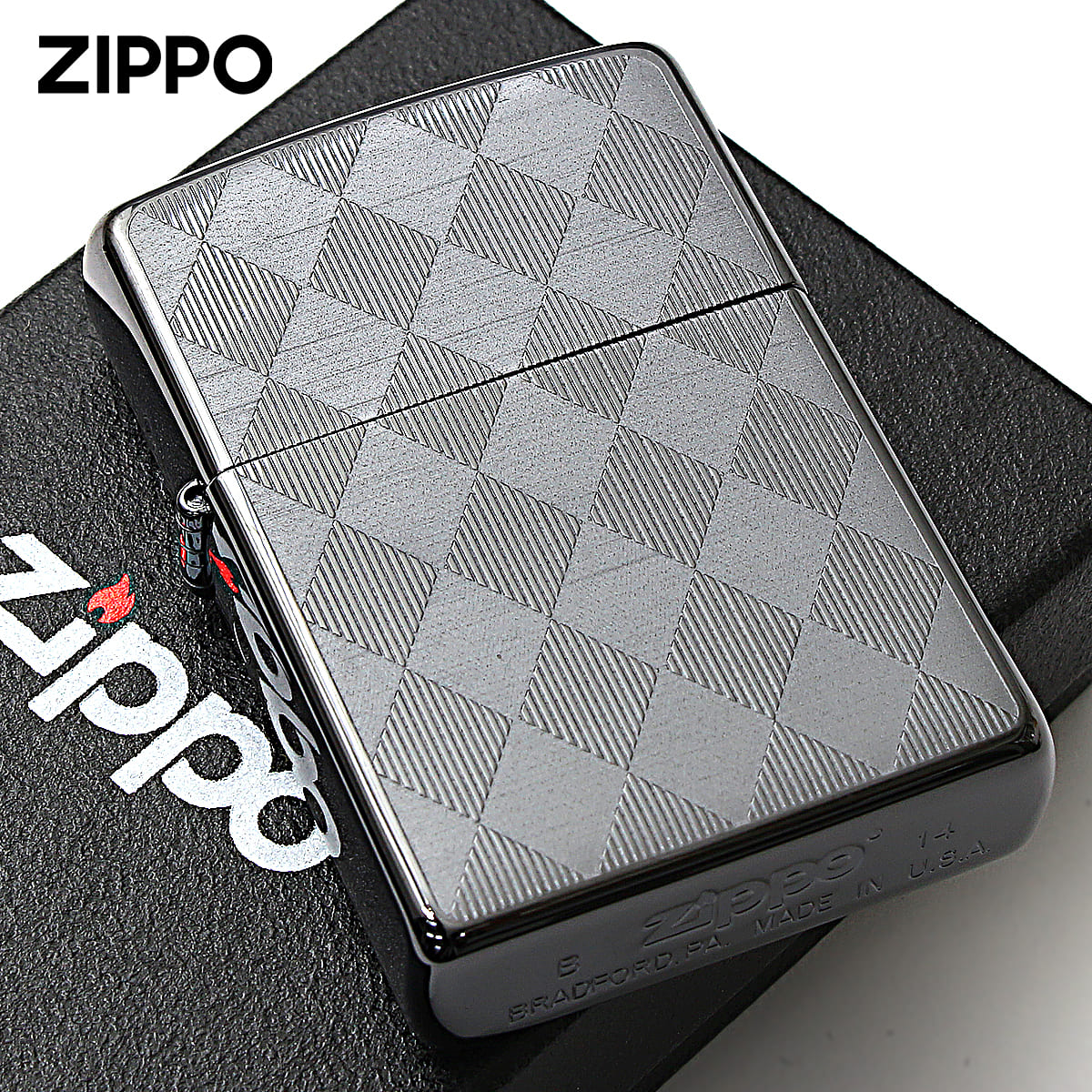 Zippo ジッポー アーガイル柄 ブラック チタンコーティング Titanium Coating Series Ti-BK-A（D） メール便可