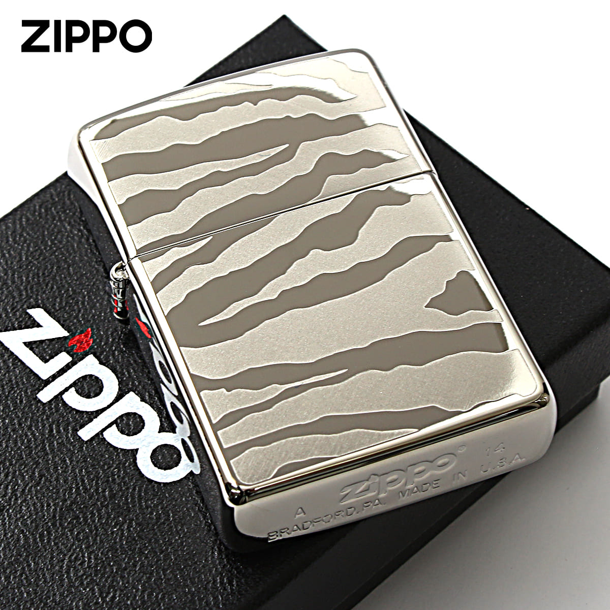 Zippo ジッポー ゼブラ アニマル柄 シルバー チタンコーティング Titanium Coating Series Ti-S-Z（B） メール便可