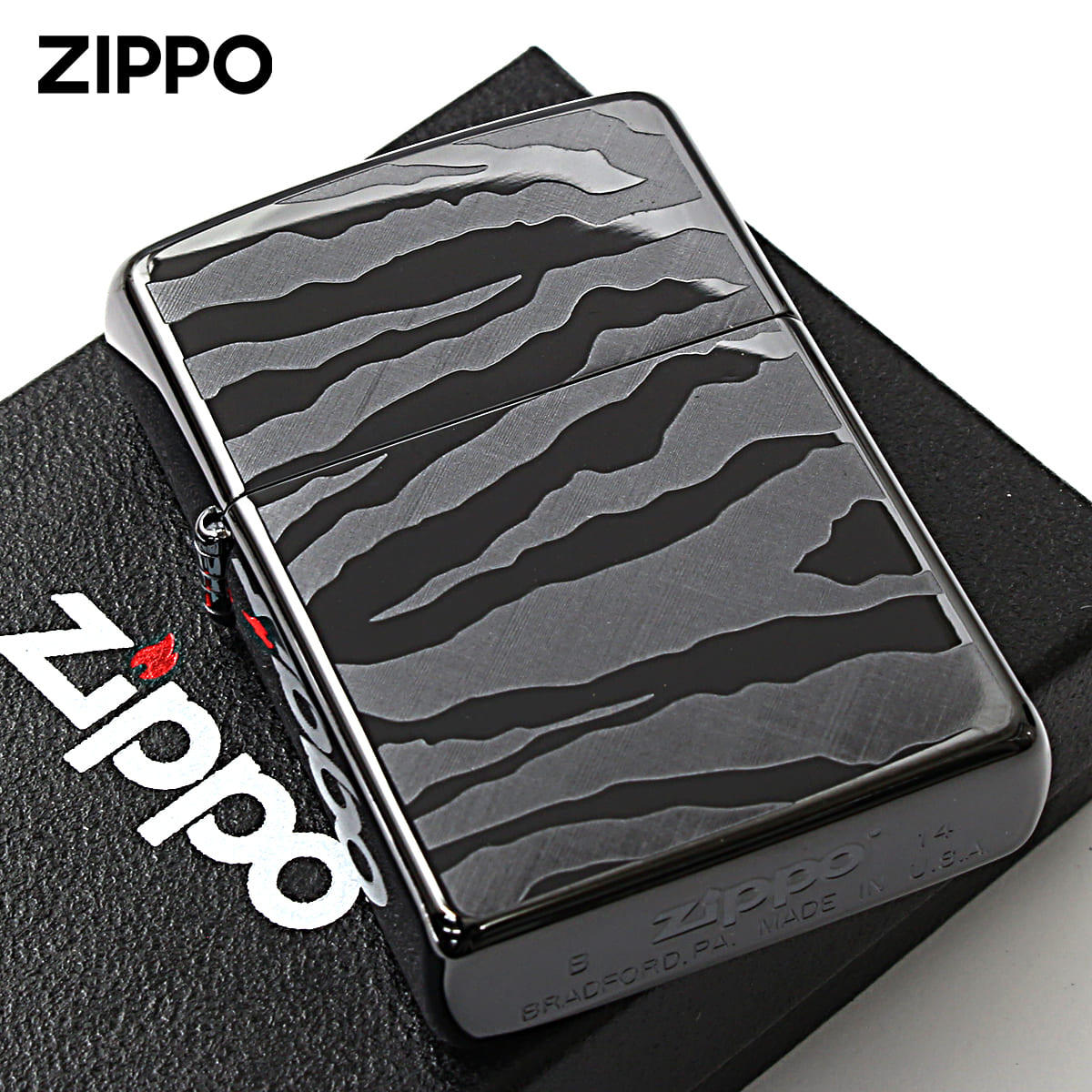 Zippo ジッポー ゼブラ アニマル柄 ブラック チタンコーティング Titanium Coating Series Ti-BK-Z(D) メール便可