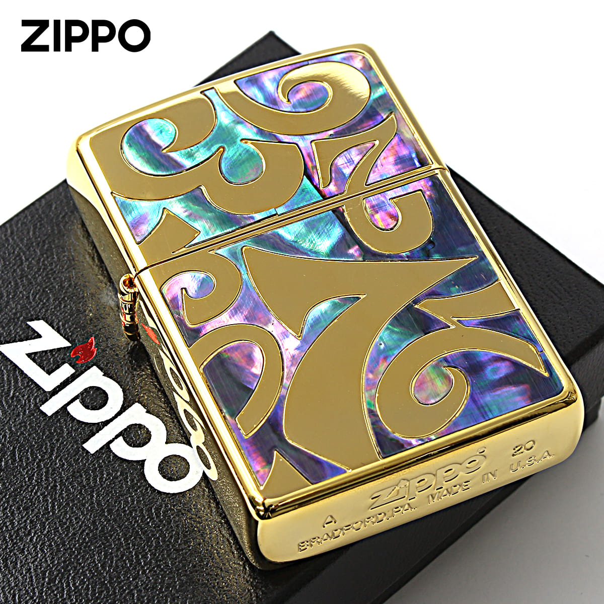 Zippo ジッポー シェル 貝 インレイ 象嵌 ダイアル 数字 ナンバー ゴールド ブルー SHELL DIAL C SDZ-GBL