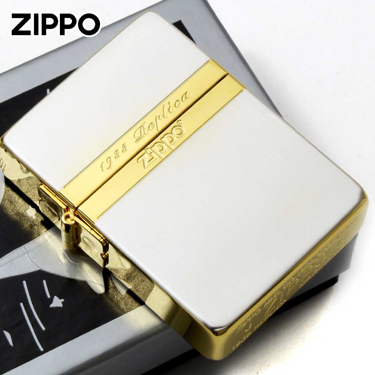 Zippo ジッポー 1935レプリカ ミラーライン 金銀コンビメッキ サテーナ SG