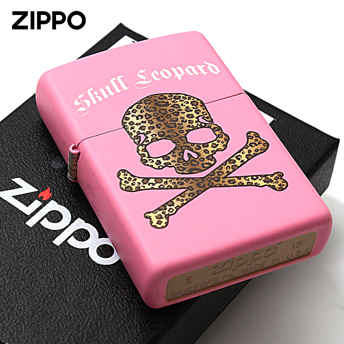 Zippo ジッポー スカル ドクロ 骸骨 レオパード柄 ピンクマット Skull Leopard PK メール便可