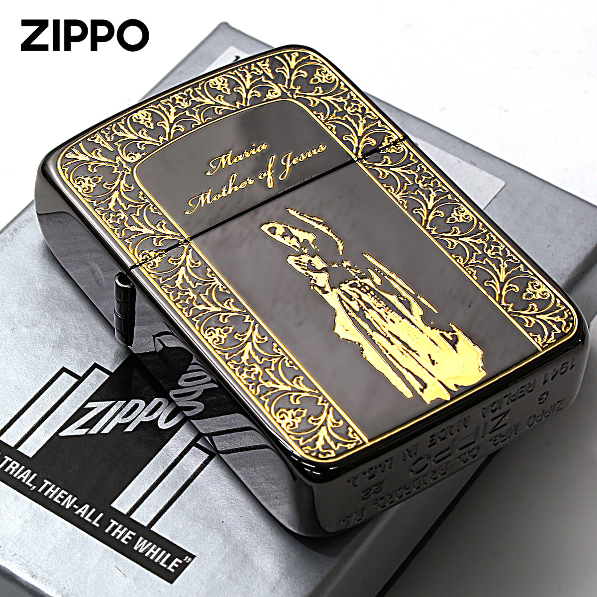 Zippo ジッポー 1941レプリカ マリア 聖母 ブラックニッケル 金サシ Maria BNG