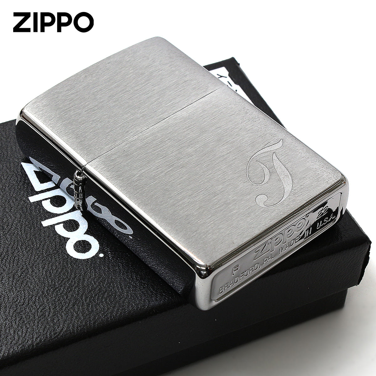 Zippo ジッポー イニシャル アルファベット レーザー US加工 T メール便可