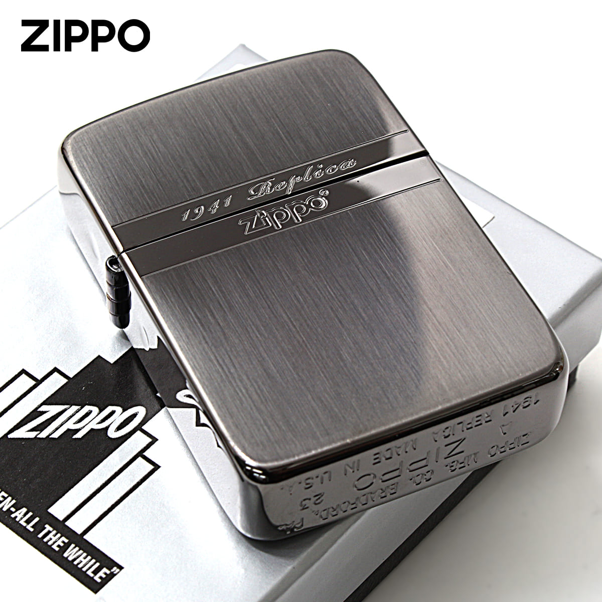 Zippo ジッポー 1941レプリカ ミラーライン ブラックニッケル サテーナ BN